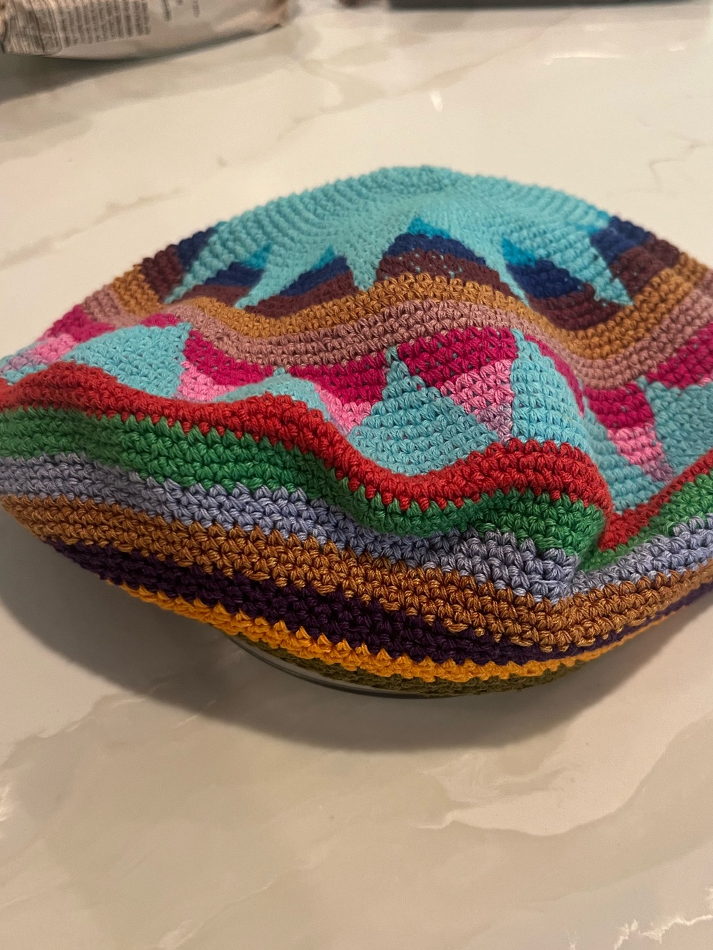 Handmade Rasta Style Multicolor Crochet Beret